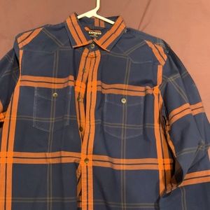 Express orange and blue shirt